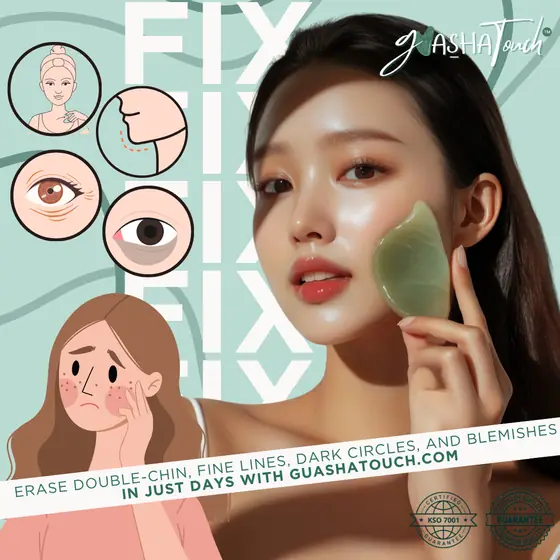 Skin concerns post with a model using the stone