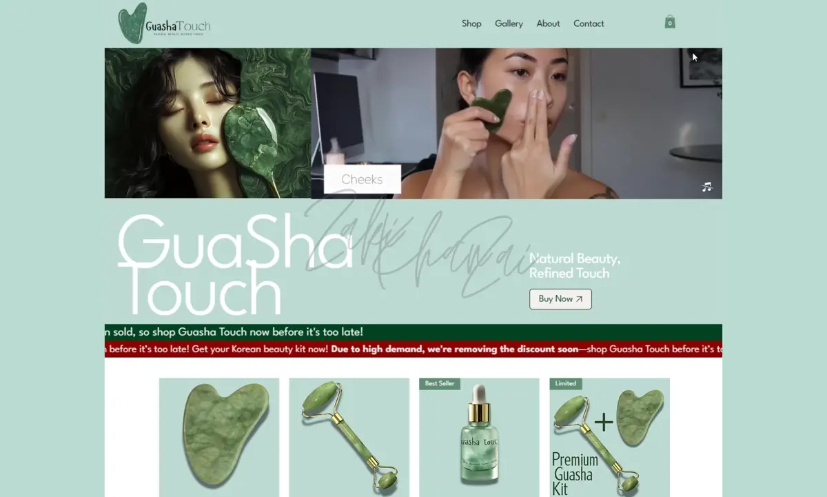 The Guasha Touch online store home page