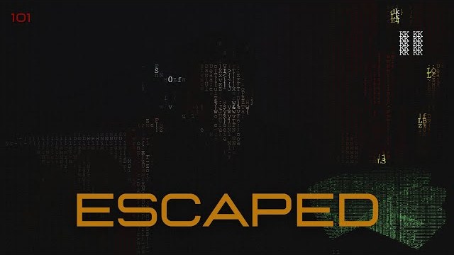 Video thumbnail: the word ESCAPED in gold over dark falling code.